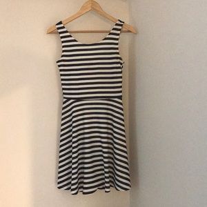 White and blue stripped mini dress